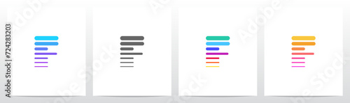 Horizontal Lines Thick And Thin Letter Logo Design F