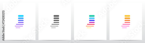 Horizontal Lines Thick And Thin Letter Logo Design J