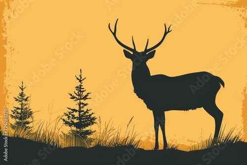 A majestic mammal stands in a sea of green  its antlers reaching towards the sky as it embodies the wild spirit of nature