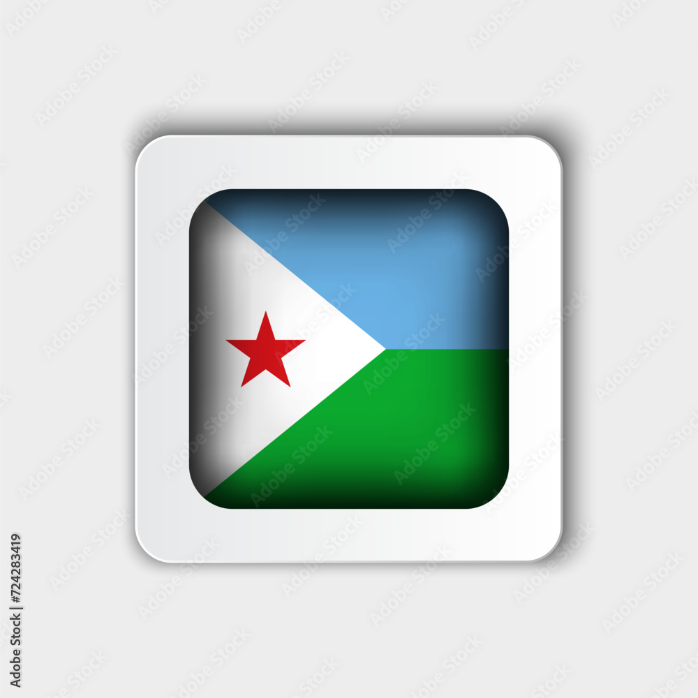 Djibouti Flag Button Flat Design Djibouti Flag Button Flat Design