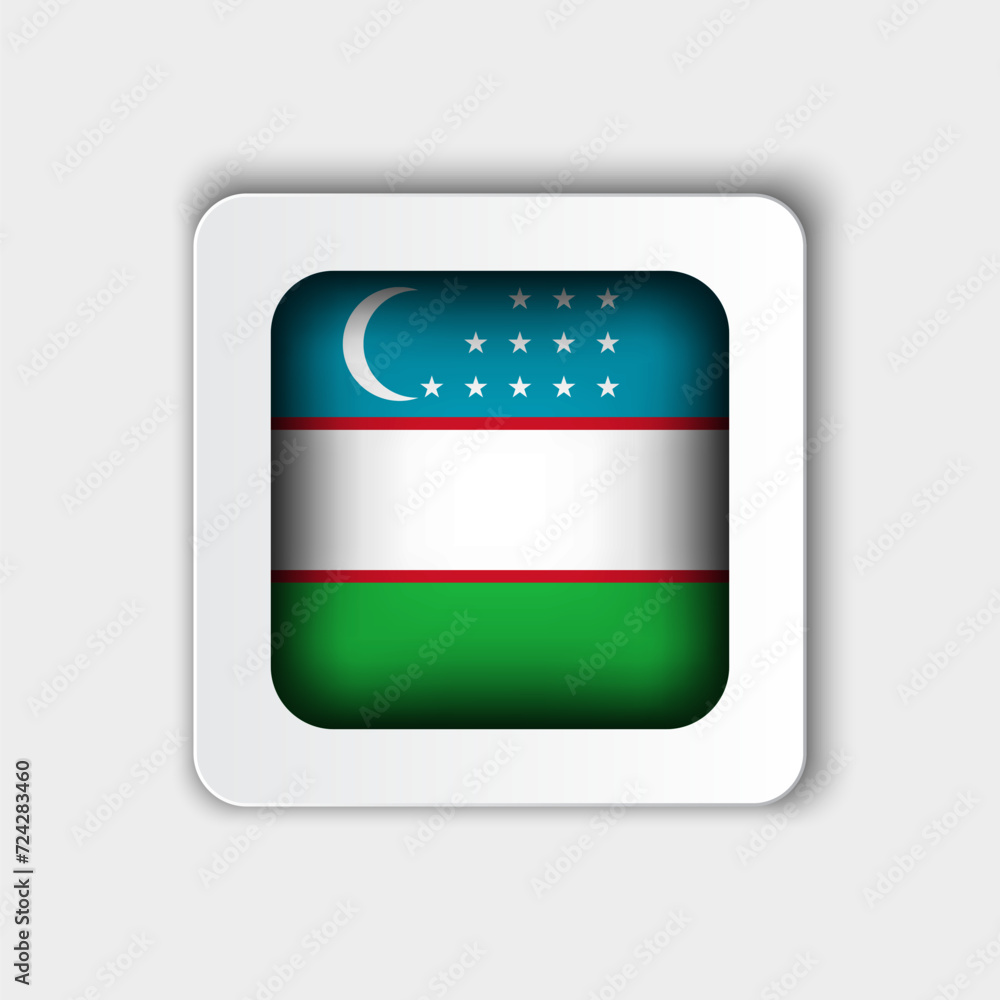 Uzbekistan Flag Button Flat Design Uzbekistan Flag Button Flat Design