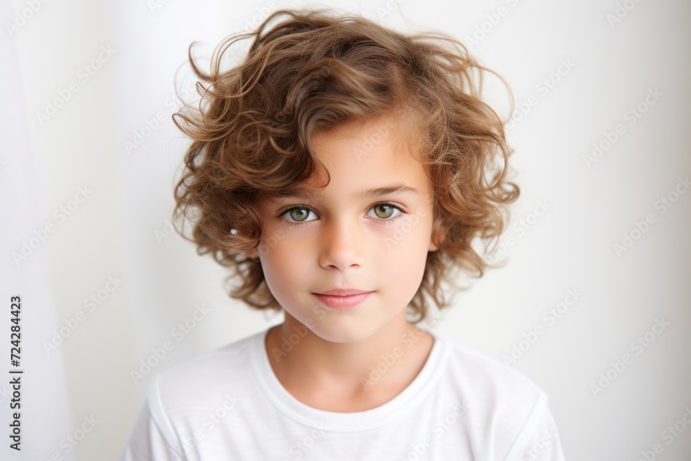 Portrait of a cute little boy with curly hair on white background Portrait of a cute little boy with curly hair on white background