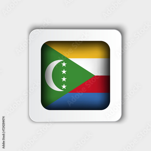 Free Download Comoros Flag Button Flat Design - GFXLoad