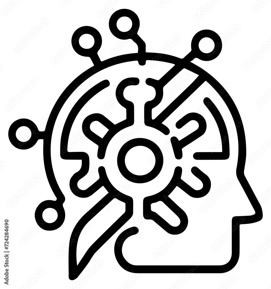 Obraz premium Human brain technology logo icon vector