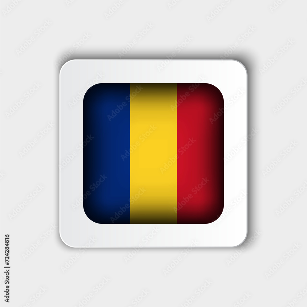 Fototapeta premium Romania Flag Button Flat Design