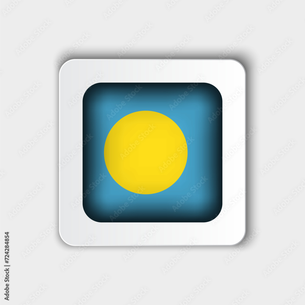 Palau Flag Button Flat Design