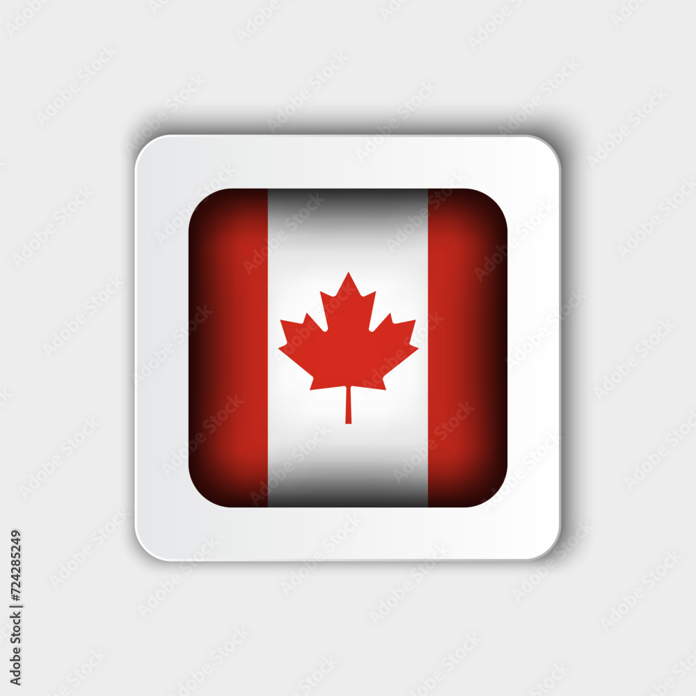 Canada Flag Button Flat Design Canada Flag Button Flat Design