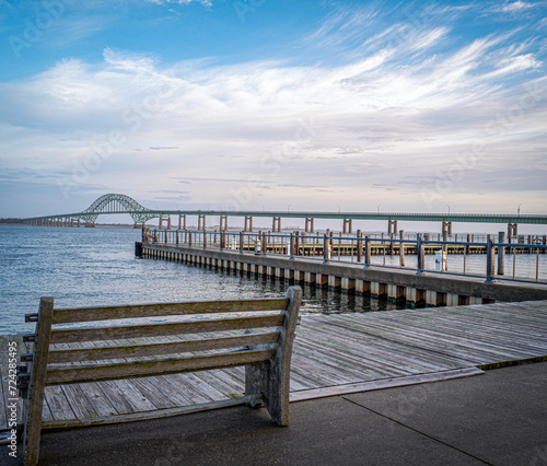 bridge, bench, and pier © Michael