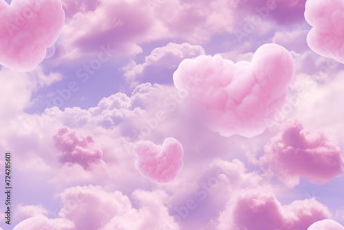 pink fluffy heart clouds background wall texture pattern seamless wallpaper
