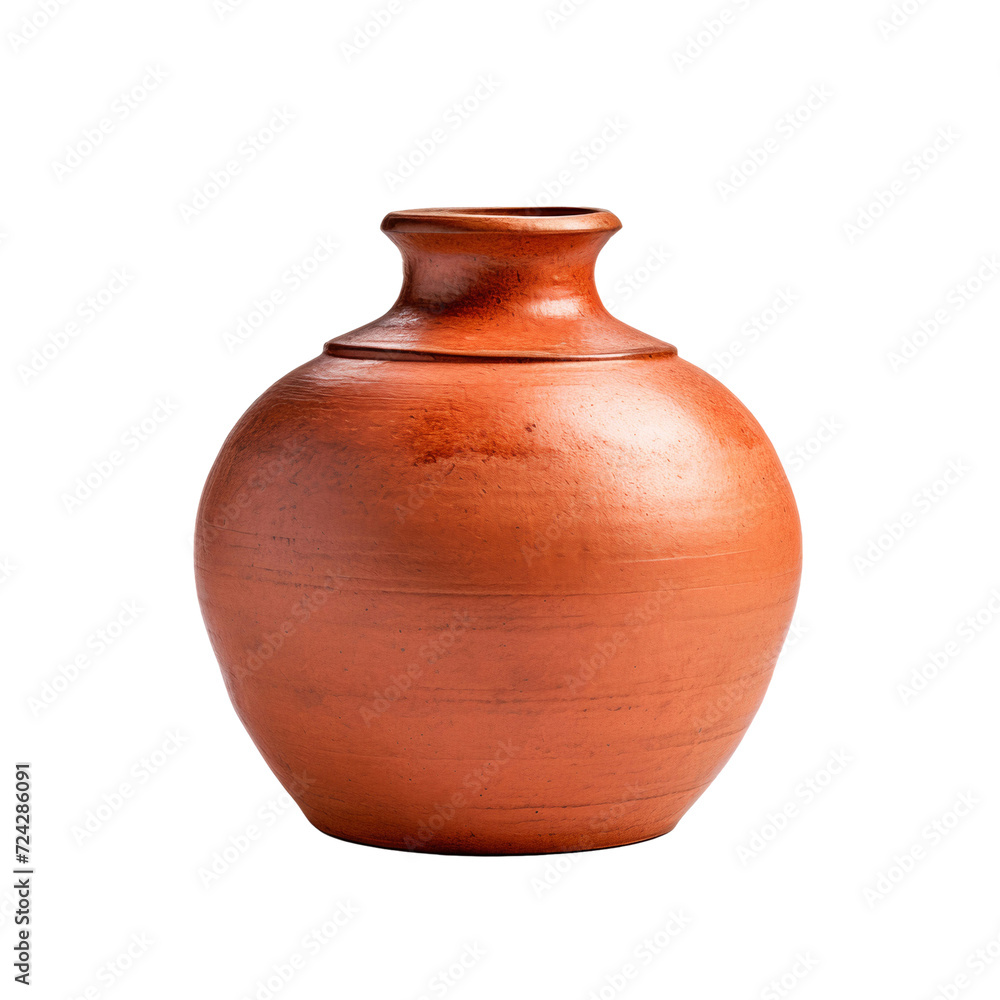 Modern clay jug isolated on white background