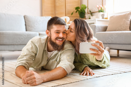 Happy couple in love taking...