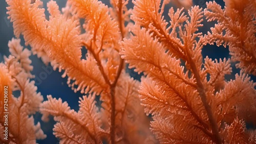 Closeup coral, revealing intricate delicate appearance fanshaped structure. photo