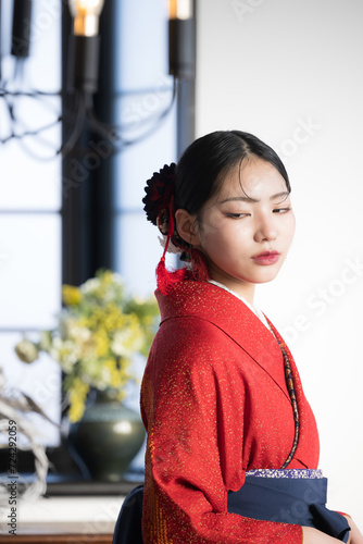 Beautiful Japanese Kimono, Hakama Cool Pre-Production and Commemorative Photo Images Asian Beauty Sexy Images photo