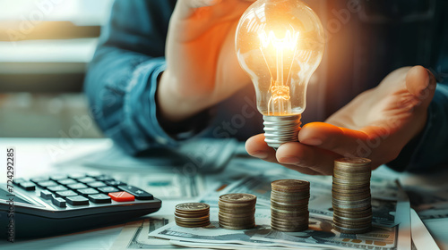 Illuminating Finances: Concept of Economic Growth and Energy Saving photo