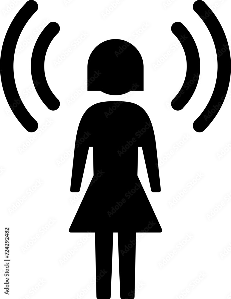 Awareness or Attention Information Symbol Sign Flat Black Icon with ...