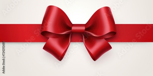 Red Ribbon With Bow on White Background Generative AI