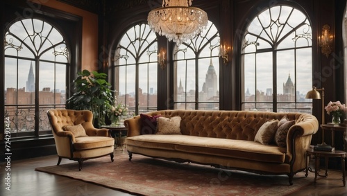 Victorian charm in a modern metropolis In the heart of a bustling city, a Victorianinspired loft stands out with its elegant design. High ceilings, large windows, and exposed photo