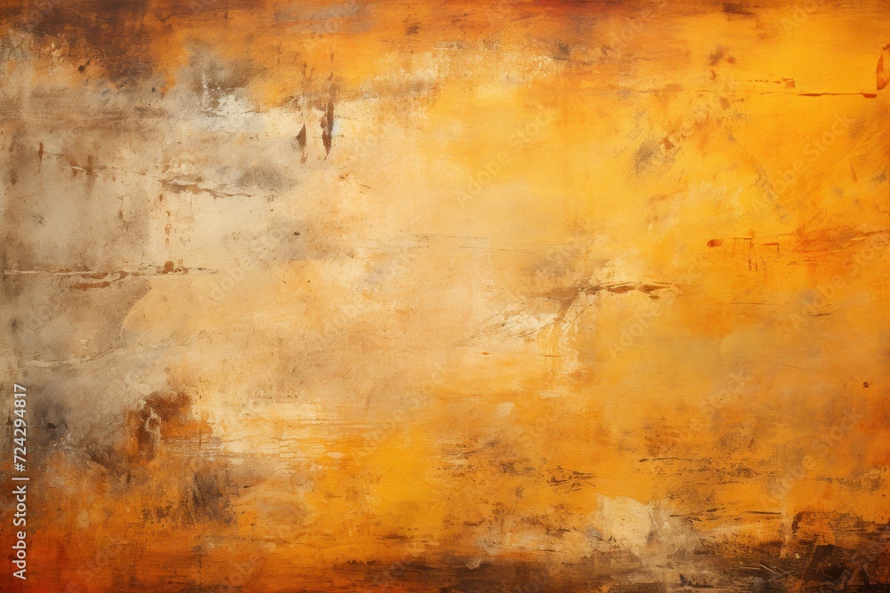 Abstract Painting With Yellow and Brown Colors on Vintage Newspaper Generative AI