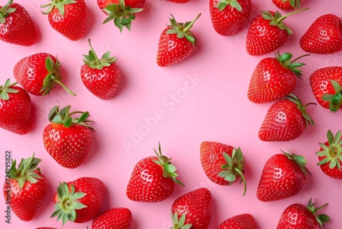 Juicy alpine strawberries gather together on a vibrant pink canvas, tempting with their natural sweetness and promising the health benefits of a superfood