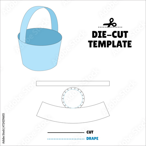 Box With Flip Lid Packaging Die Cut Template Design. 3D Mock Up. - Template Caixa de embalagem die corte modelo design. Basket