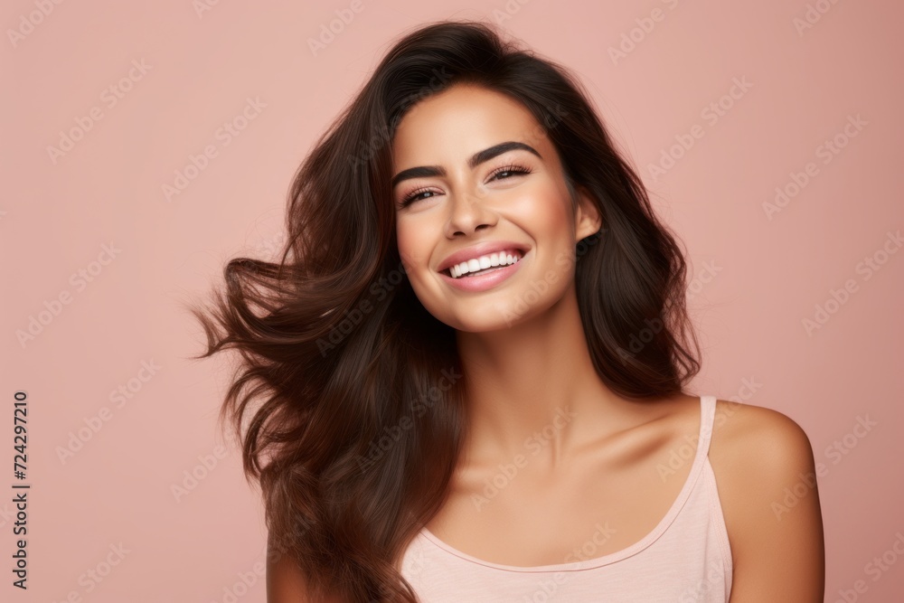Portrait of happy smiling beautiful young asian woman with long brown hair. Portrait of happy smiling beautiful young asian woman with long brown hair.