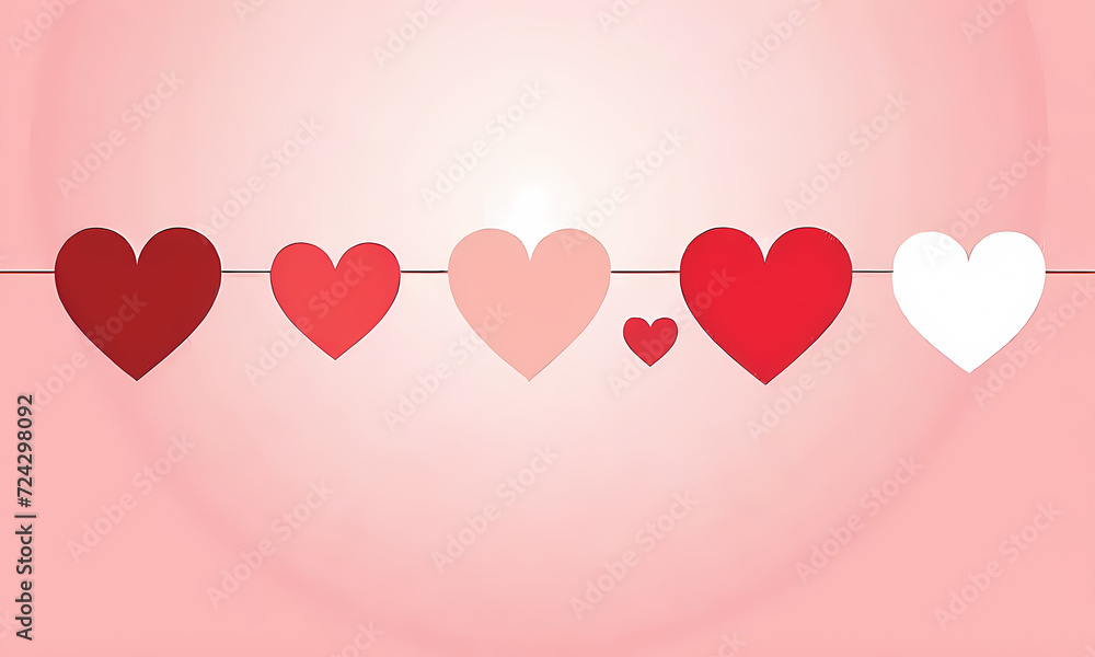 background with hearts on a string