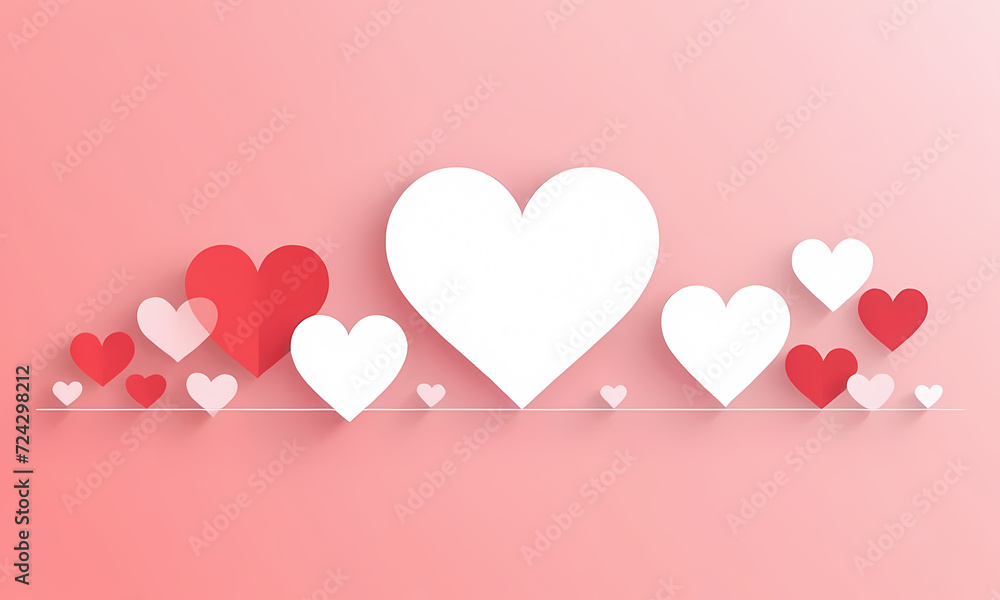 pink background with hearts valentine day