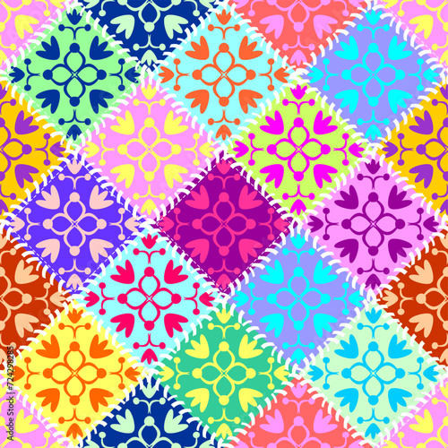 patchwork background with different patterns	
