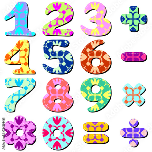 scrapbook numbers and signs on white background art decor design photo