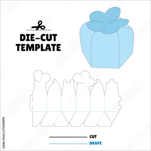 Box With Flip Lid Packaging Die Cut Template Design. 3D Mock Up. - Template Caixa de embalagem die corte modelo design.