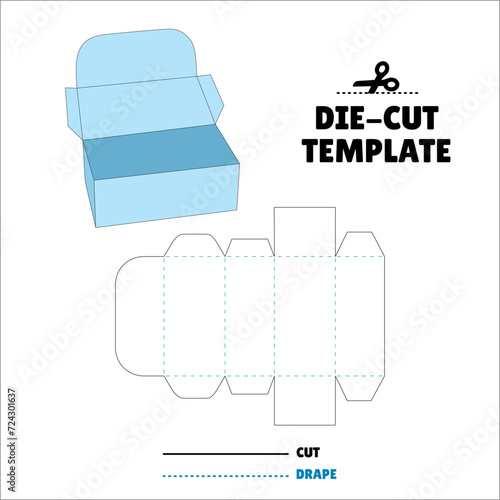 Box With Flip Lid Packaging Die Cut Template Design. 3D Mock Up. - Template Caixa de embalagem die corte modelo design. Scalloped Vertical Candy Box - Sweet - Doce photo