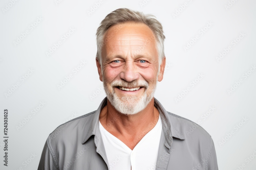Portrait of a happy senior man smiling at the camera against white background Portrait of a happy senior man smiling at the camera against white background