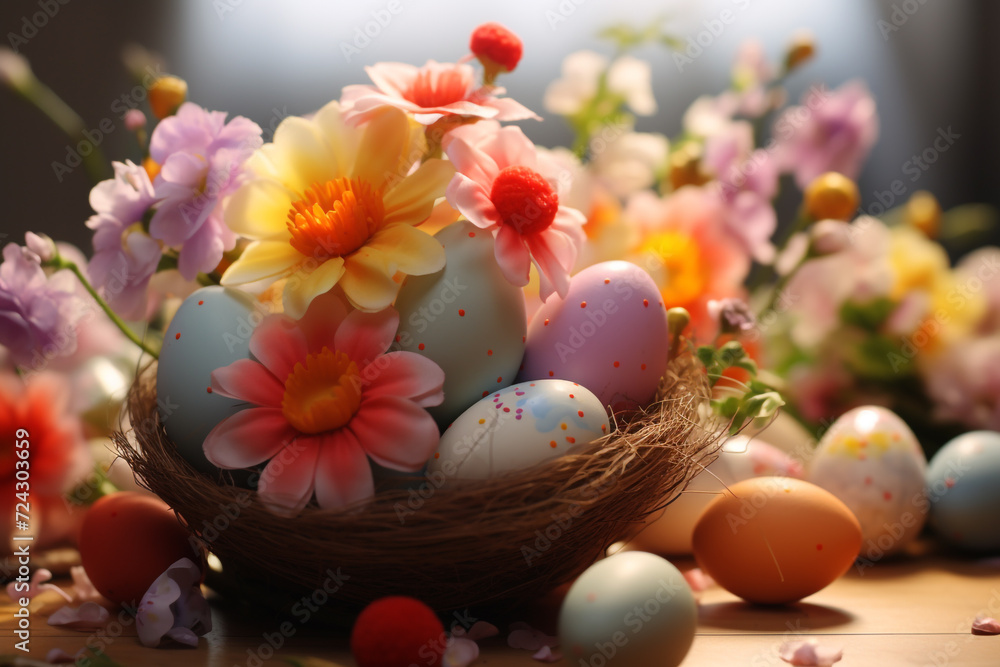 funny Easter bunny with eggs 3d art Happy Easter Day, Easter Eggs 3D Illustration, Easter Bunny Banner Easter happy background egg banner card holiday spring pattern rabbit Generative Ai funny Easter bunny with eggs 3d art Happy Easter Day, Easter Eggs 3D Illustration, Easter Bunny Banner Easter happy background egg banner card holiday spring pattern rabbit Generative Ai