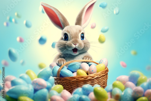 Wallpaper Mural funny Easter bunny with eggs 3d art Happy Easter Day, Easter Eggs 3D Illustration, Easter Bunny Banner Easter happy background egg banner card holiday spring pattern rabbit Generative Ai Torontodigital.ca