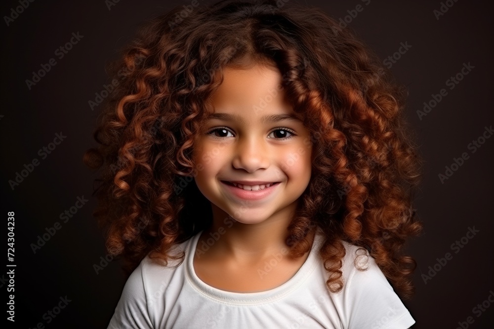 Beautiful african american little girl with curly hair on dark background Beautiful african american little girl with curly hair on dark background