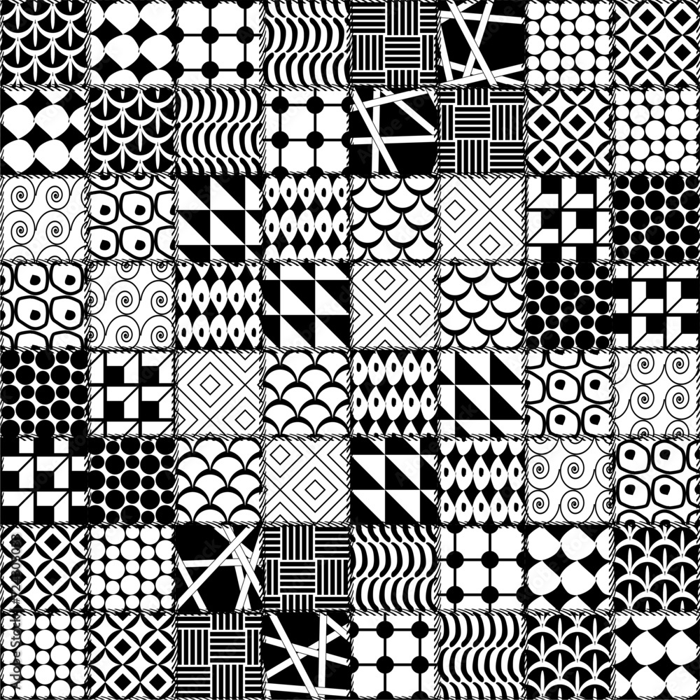 patchwork background with different patterns	