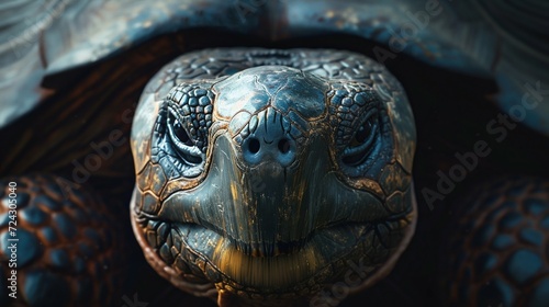 Majestic Galapagos Tortoise Portrait. Generative ai © Scrudje