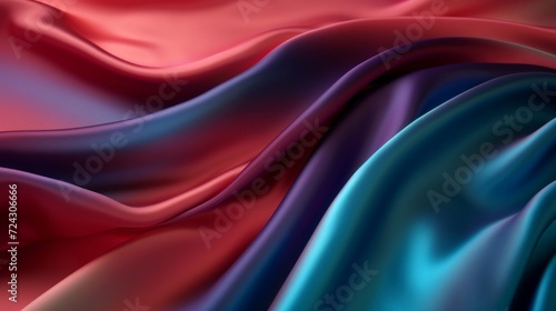 Smooth  flowing satin textiles in bold colors captured in a dynamic and fluid motion  representing luxury.
