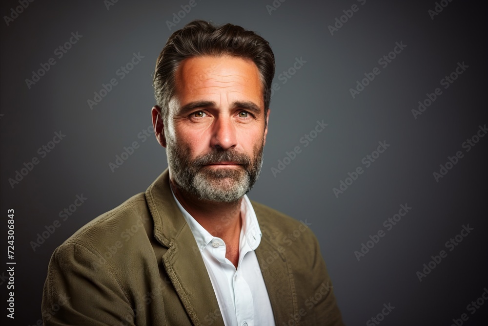 Handsome middle aged man with beard and mustache. Studio shot. Handsome middle aged man with beard and mustache. Studio shot.