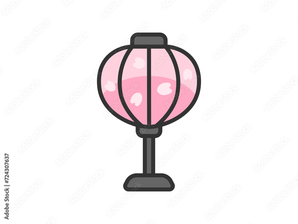ひな祭りの、ぼんぼりのアイコン(線画カラー)のイラスト ひな祭りの、ぼんぼりのアイコン(線画カラー)のイラスト