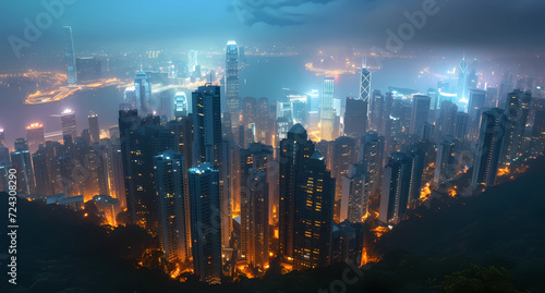 hong kong city from a mountain at night