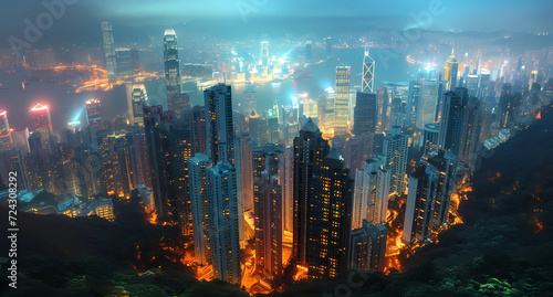 hong kong city from a mountain at night