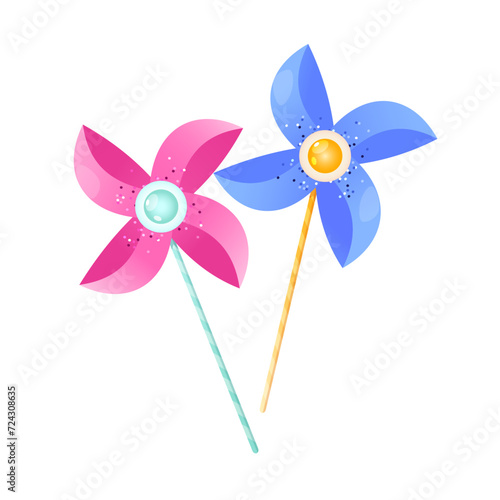 Vector colorful windmill toys for boys and girls.