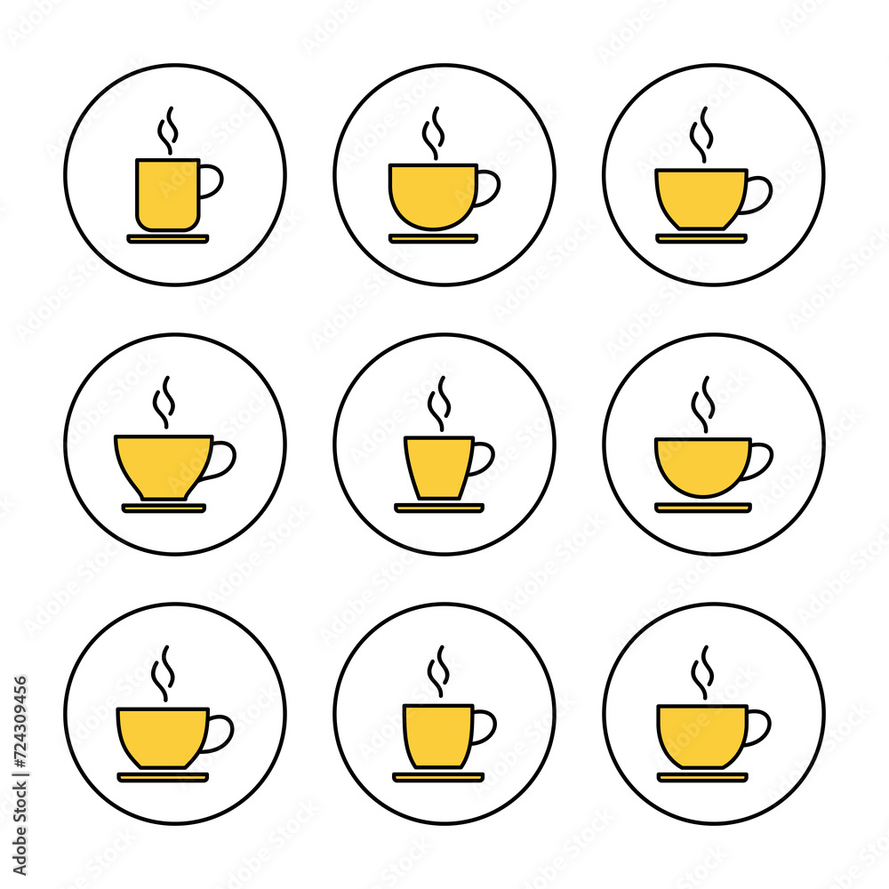 coffee cup icon set vector. cup a coffee sign and symbol coffee cup icon set vector. cup a coffee sign and symbol