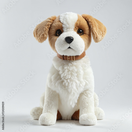 Puppy dog Stuffed Animal plush Toy doll, 3D render, Al Enhanced