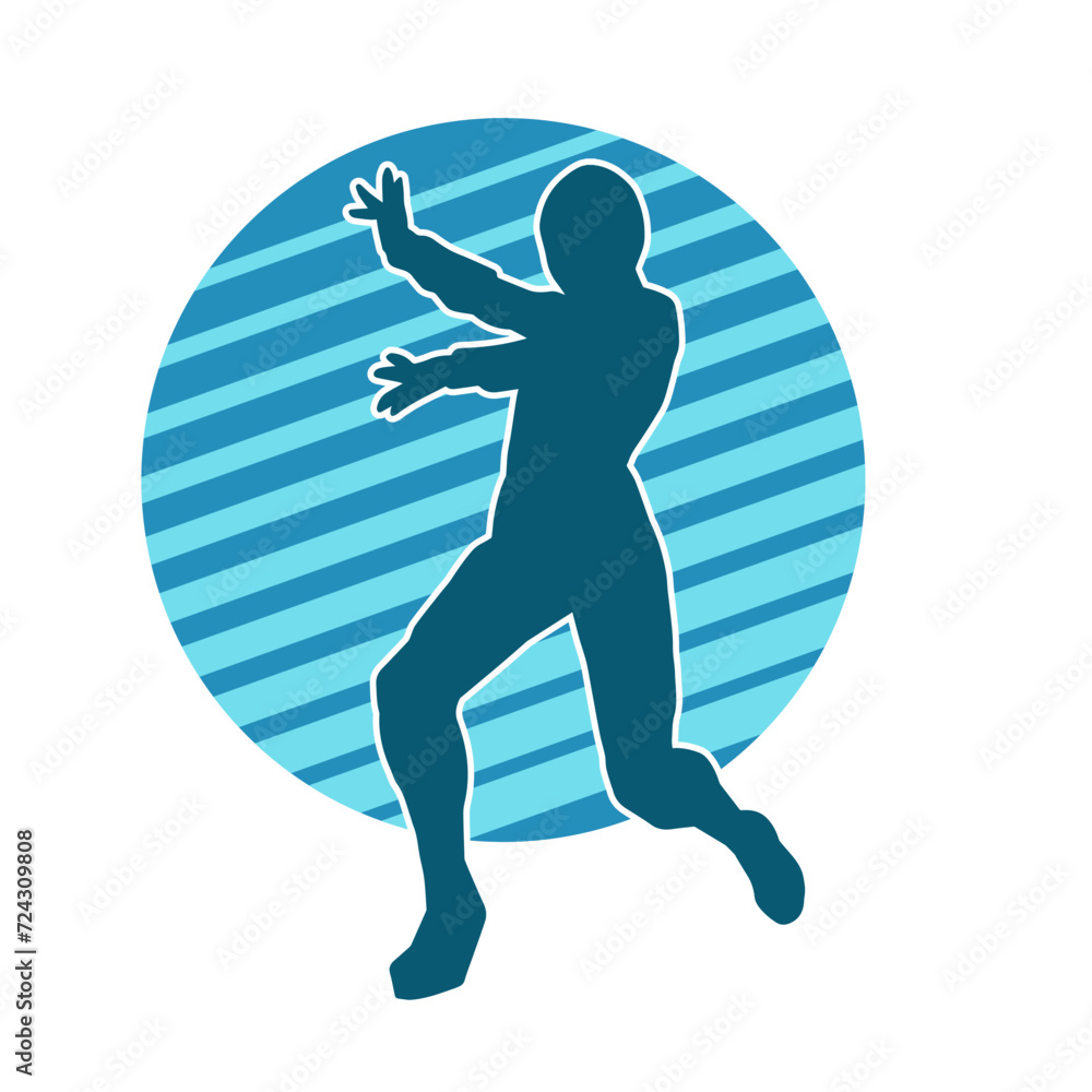 Silhouette of a man in oriental martial art pose. Silhouette of a male in martial art move. Silhouette of a man in oriental martial art pose. Silhouette of a male in martial art move.