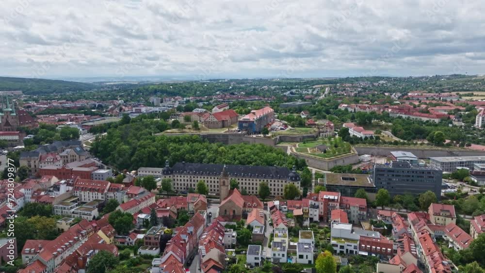 Aerial drone view of Petersburg Citadel . Set atop a hill, Petersburg is dominated by the 17th-century Petersburg Citadel, a baroque city fortress with huge defense and artillery barracks . Aerial drone view of Petersburg Citadel . Set atop a hill, Petersburg is dominated by the 17th-century Petersburg Citadel, a baroque city fortress with huge defense and artillery barracks .