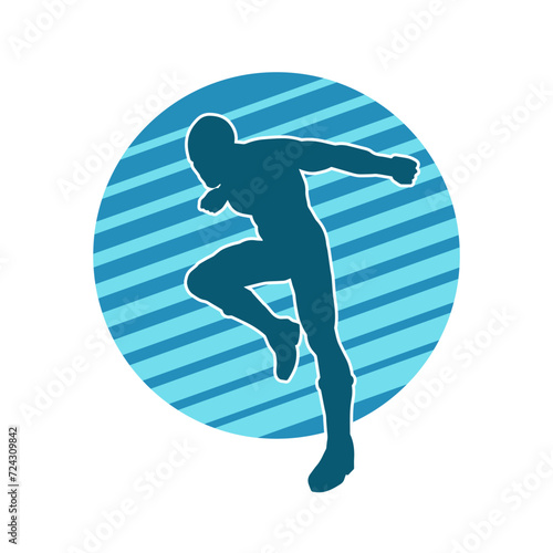 Silhouette of a sporty man in running pose. Silhouette of a male run pose.