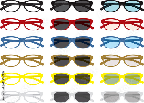 Celluloid frame glasses in folded condition set