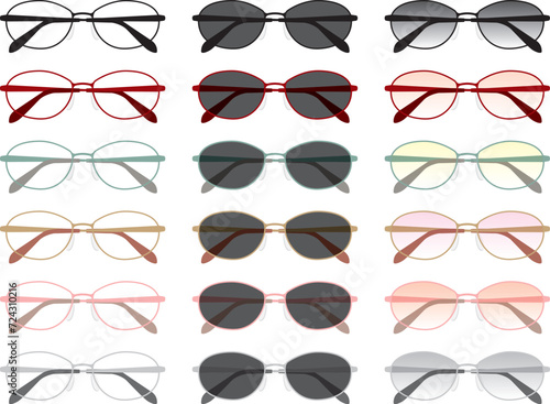 Oval-type glasses in folded state set